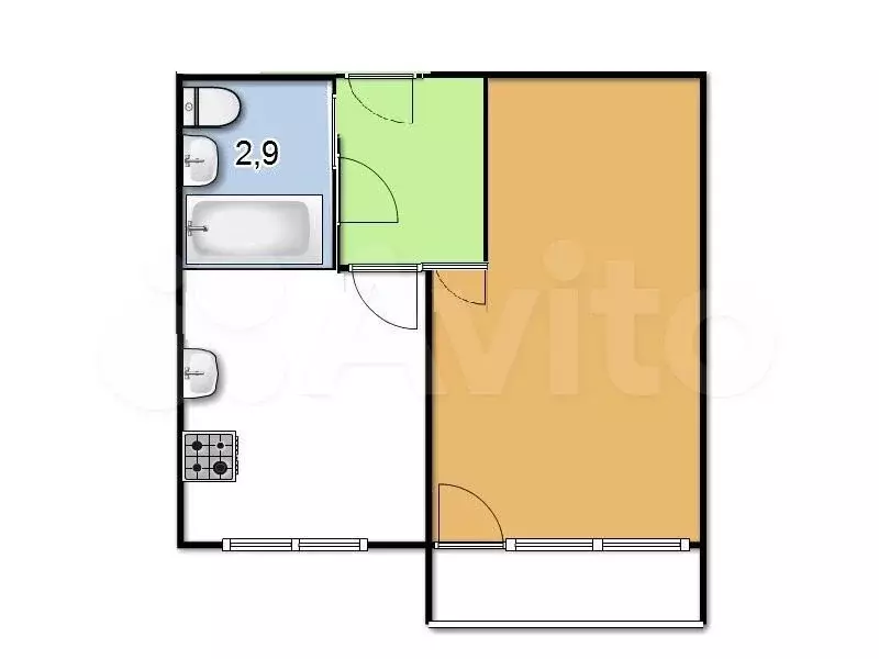 1-к. квартира, 23 м, 2/5 эт. - Фото 0