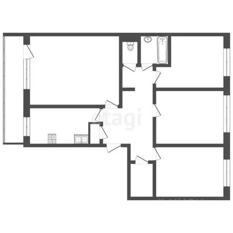 4-к кв. Татарстан, Набережные Челны ул. Татарстан, 25/117 (74.0 м) - Фото 1