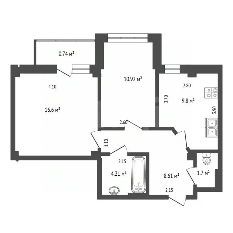 2-к кв. Севастополь ул. Колобова, 21В (51.6 м) - Фото 2