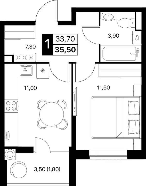 1-к кв. Ростовская область, Ростов-на-Дону Эстет жилой комплекс (35.5 ... - Фото 1