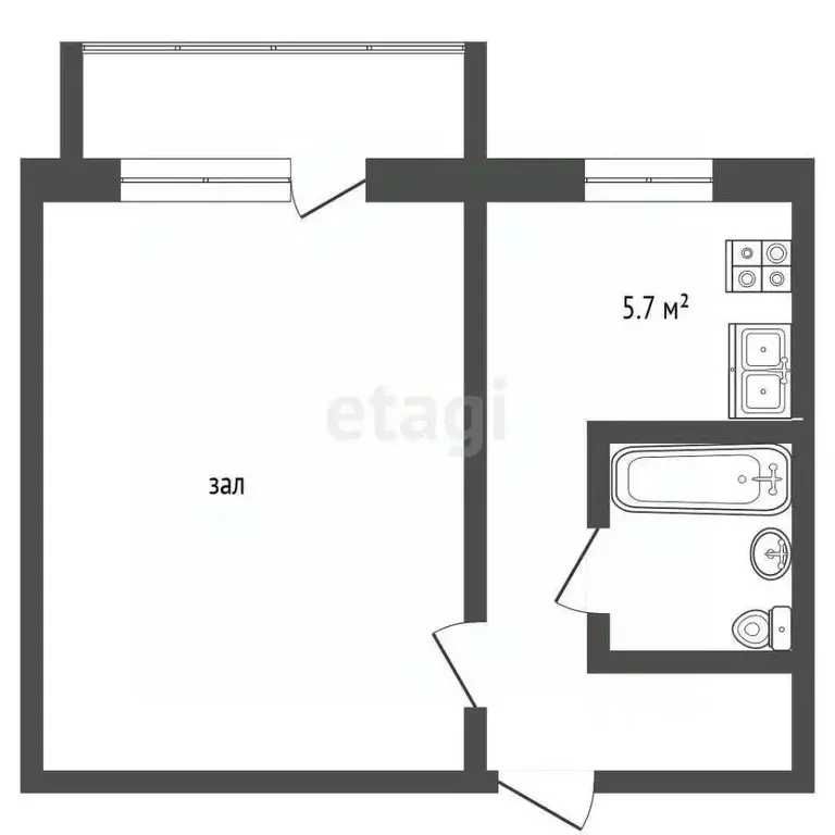 1-к кв. Омская область, Омск Сибмисовская ул., 12 (29.2 м) - Фото 1
