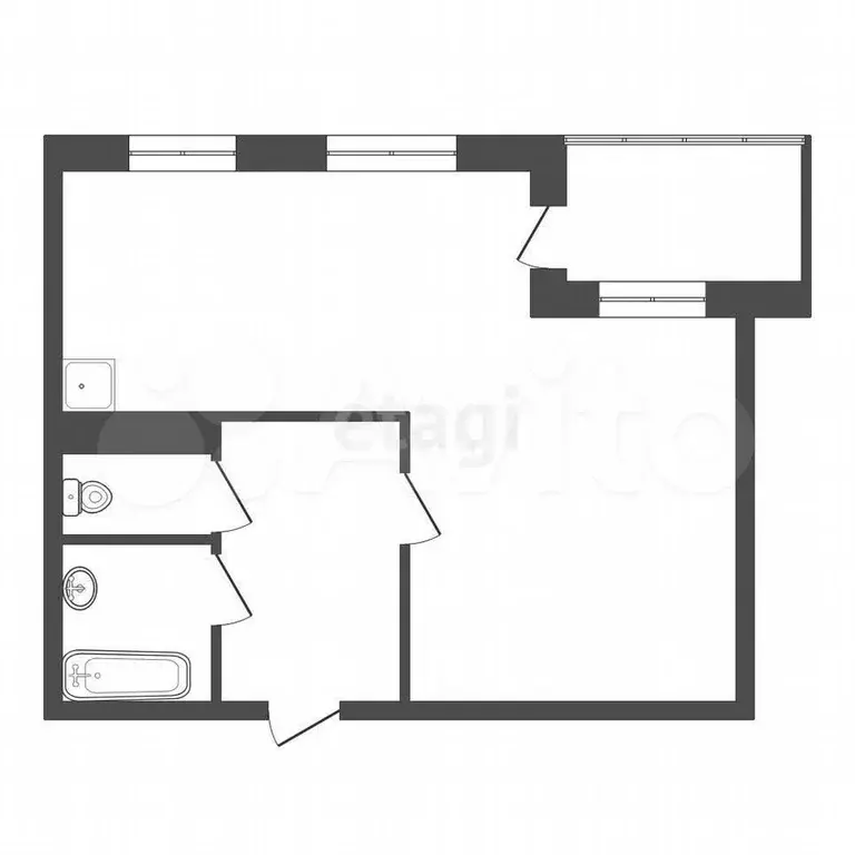 1-к. квартира, 35,7 м, 5/9 эт. - Фото 0