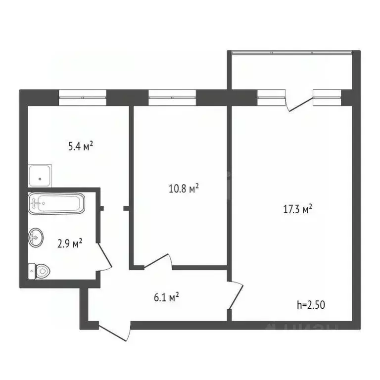 2-к кв. Красноярский край, Красноярск ул. Академгородок, 2 (42.7 м) - Фото 2
