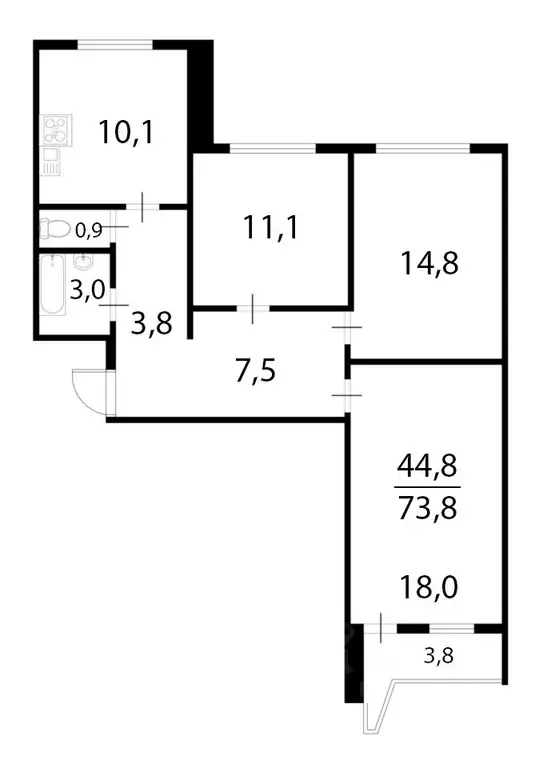 3-к кв. москва суздальская ул, 12к1 (76.0 м) - Фото 1