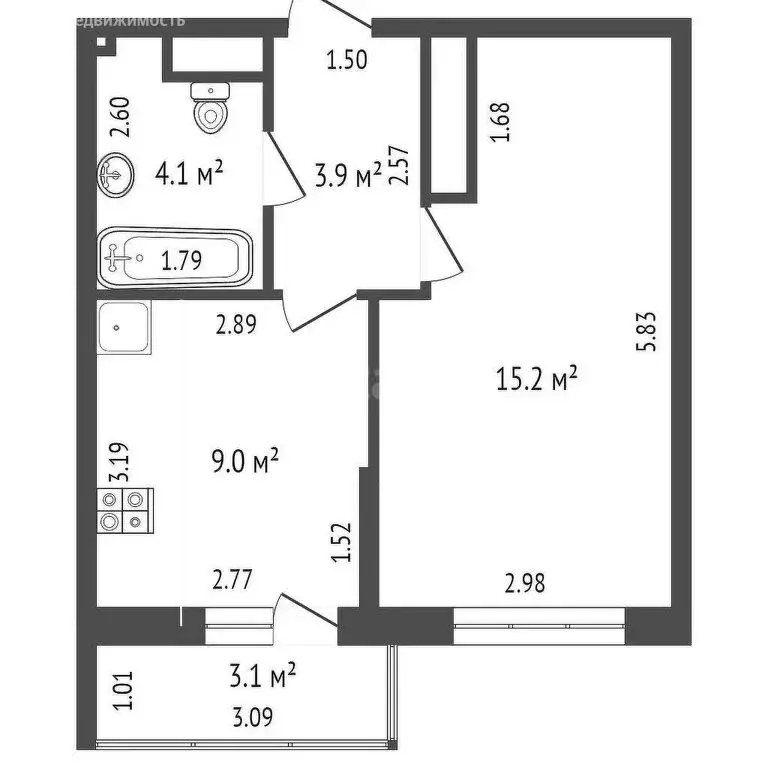 1-комнатная квартира: Краснодар, Домбайская улица, 55к7 (32 м) - Фото 0