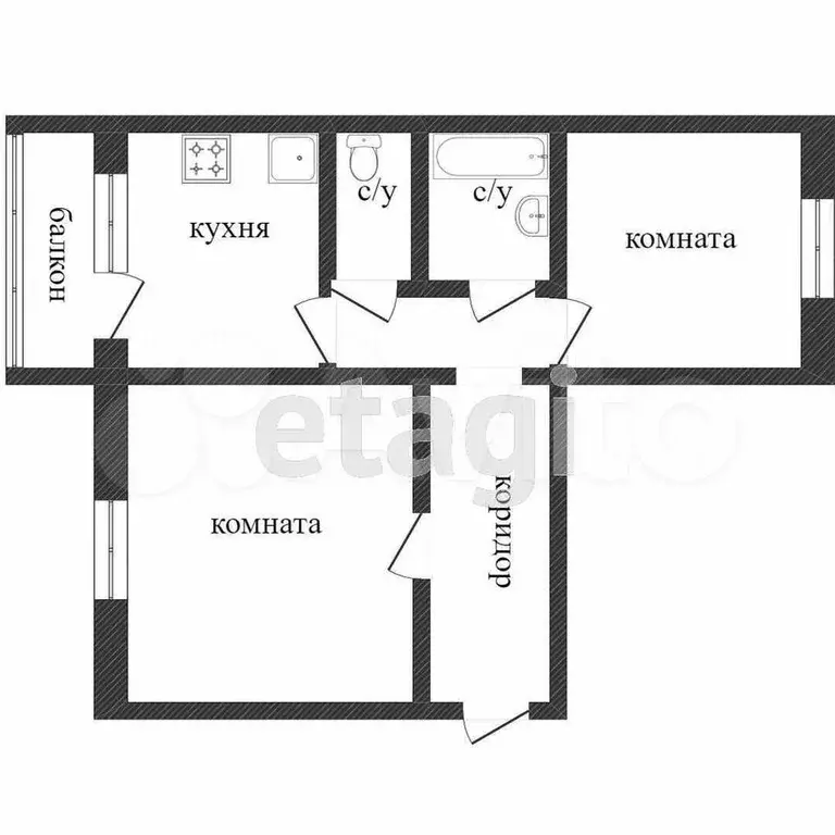2-к. квартира, 50 м, 1/5 эт. - Фото 0