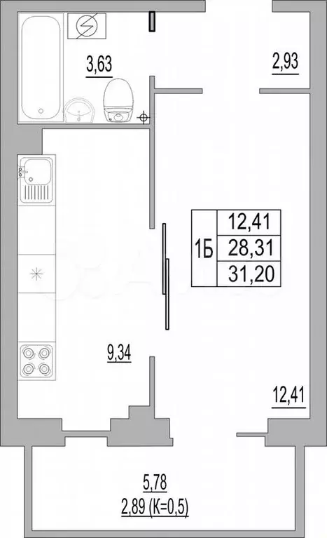 Квартира-студия, 31,2 м, 1/10 эт. - Фото 0