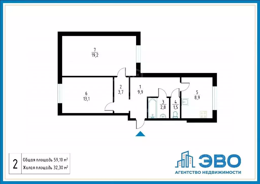 2-к кв. Санкт-Петербург просп. Королева, 71к1 (59.1 м) - Фото 2