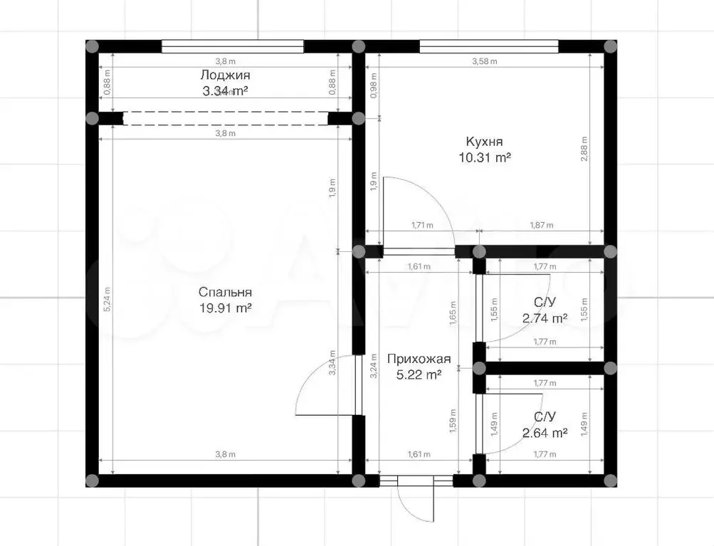 1-к. квартира, 40 м, 9/10 эт. - Фото 0