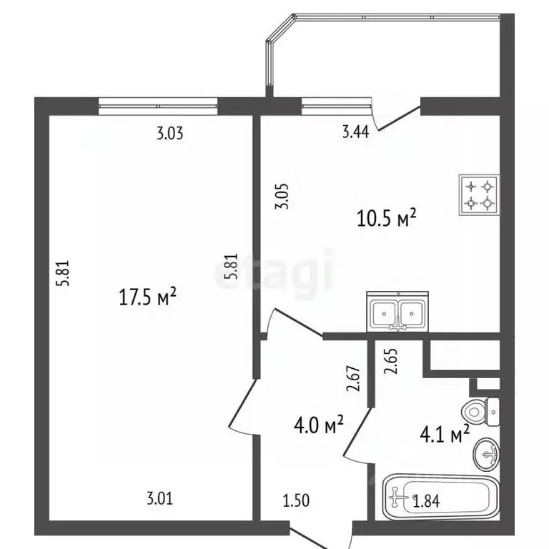 1-к кв. Санкт-Петербург ул. Лидии Зверевой, 9к2 (36.0 м) - Фото 2