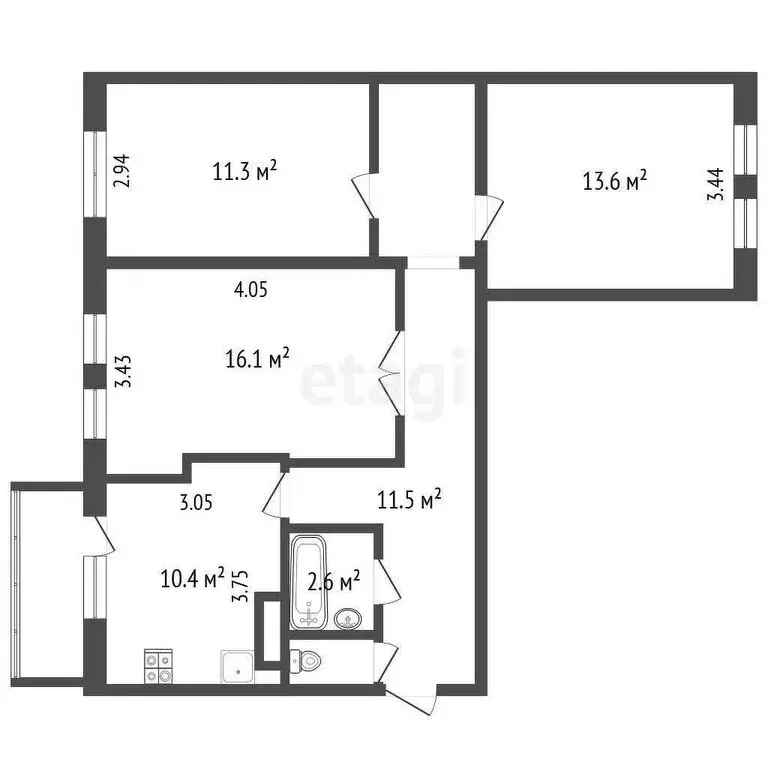 3-комнатная квартира: Псков, улица Шестака, 25 (73.5 м) - Фото 0