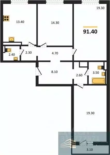 3-к кв. Воронежская область, Воронеж ул. Загоровского, 5/2 (91.4 м) - Фото 0