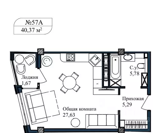 Студия Севастополь ул. Летчиков, 10 (42.0 м) - Фото 0