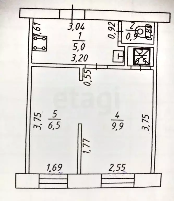 1-к кв. Татарстан, Казань ул. Гудованцева, 47 (22.5 м) - Фото 1