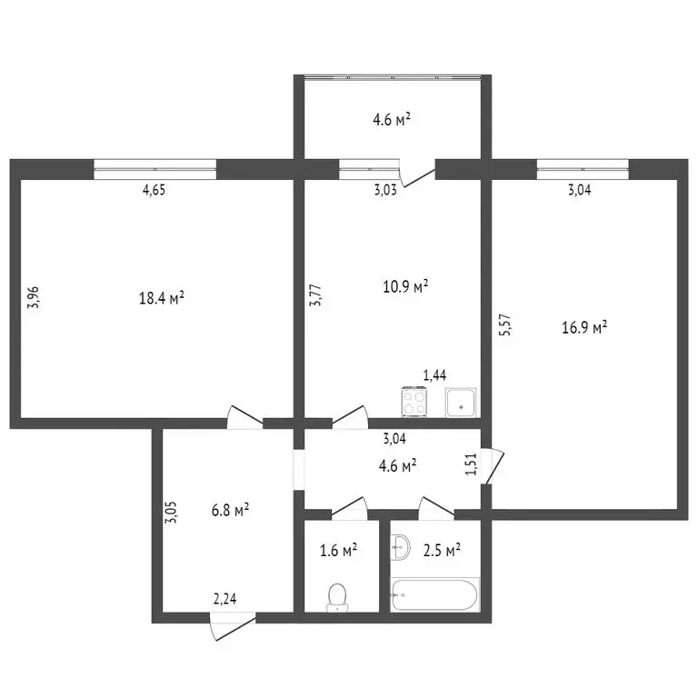 2-комнатная квартира: Тюмень, микрорайон Мыс, Судоремонтная улица, 24 ... - Фото 1