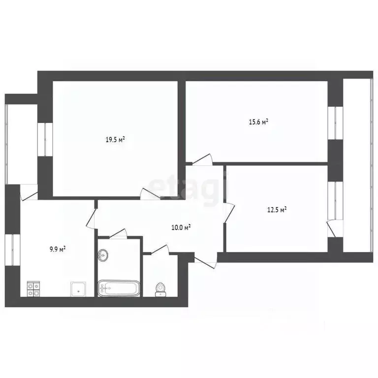 3-к кв. Марий Эл, Медведево городское поселение, Медведево пгт ул. ... - Фото 2