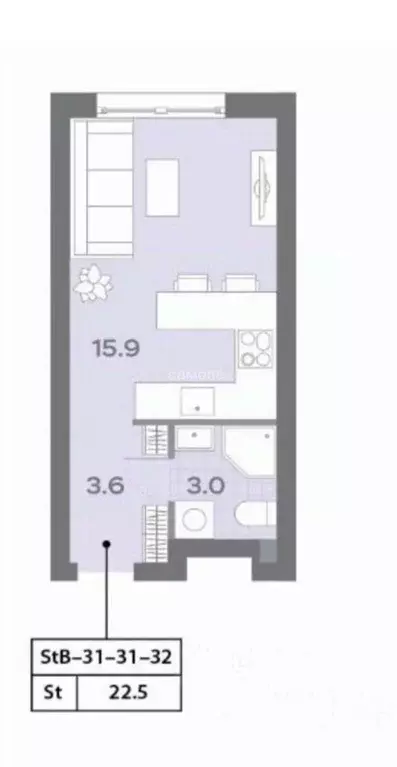 Студия Москва Ильменский проезд, 4к1 (22.4 м) - Фото 2