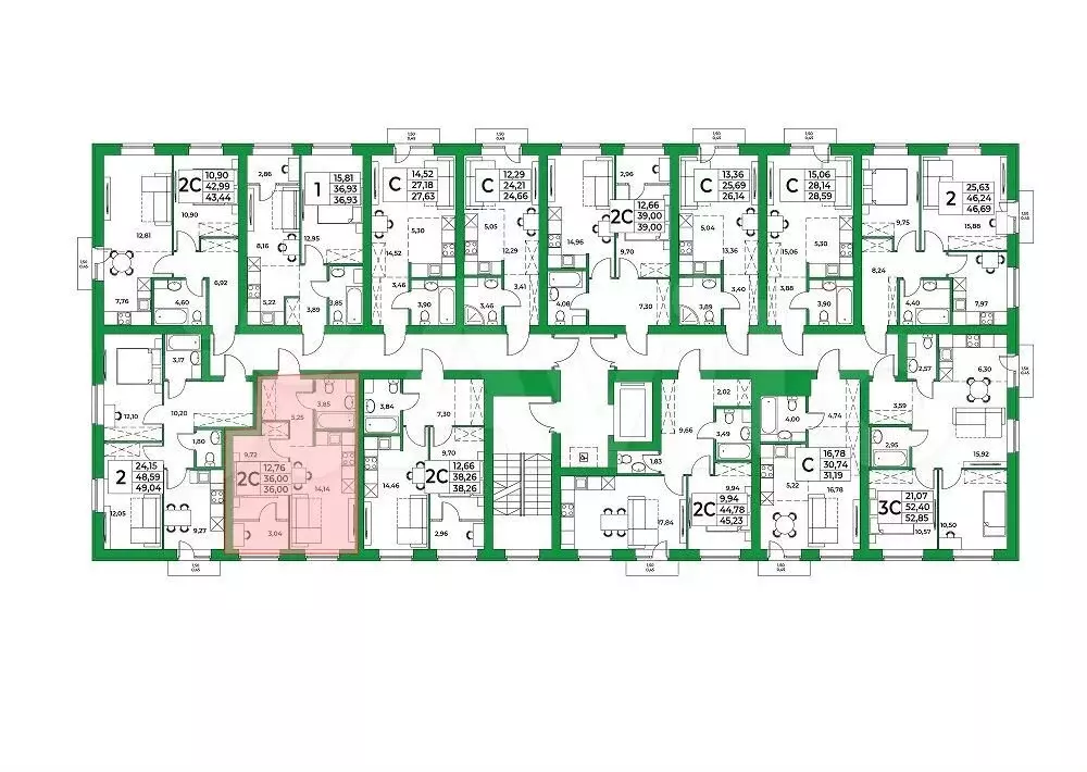 1-к. квартира, 36 м, 8/9 эт. - Фото 1