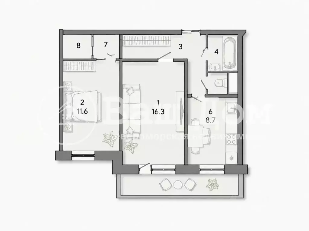 2-к кв. Мурманская область, Североморск Корабельная ул., 20 (51.1 м) - Фото 2