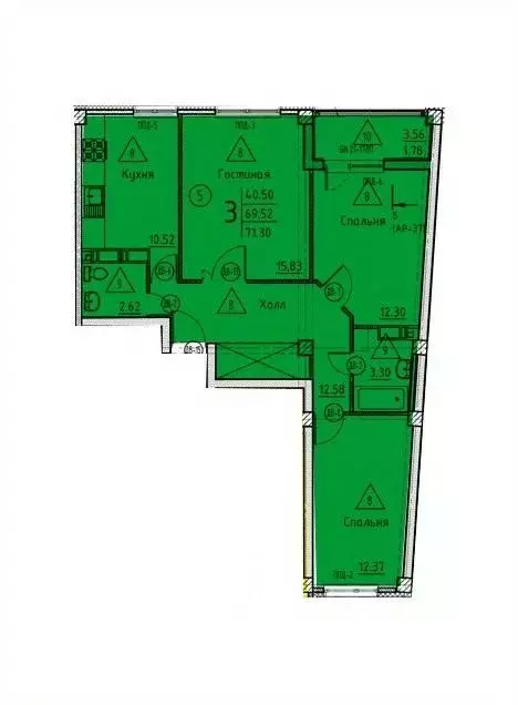 3-к кв. Пензенская область, Пенза ул. Генерала Глазунова, 11 (71.3 м) - Фото 1