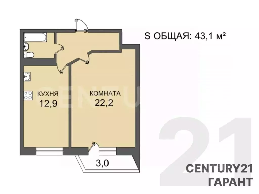1-к кв. Санкт-Петербург Ленинский просп., 82к3 (43.1 м) - Фото 2