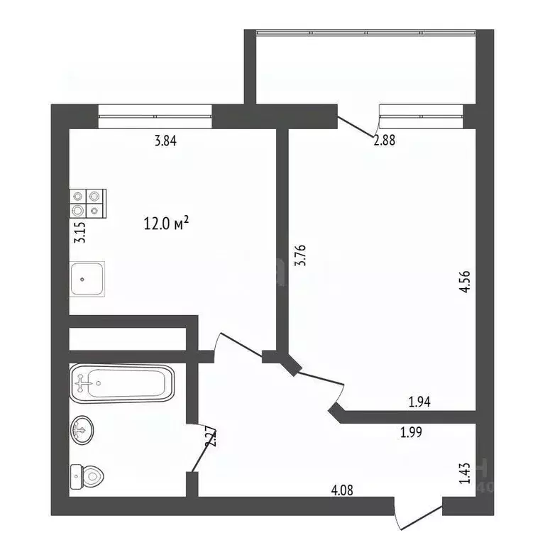 1-к кв. Тюменская область, Тюмень ул. Тимофея Чаркова, 79к3 (34.6 м) - Фото 2
