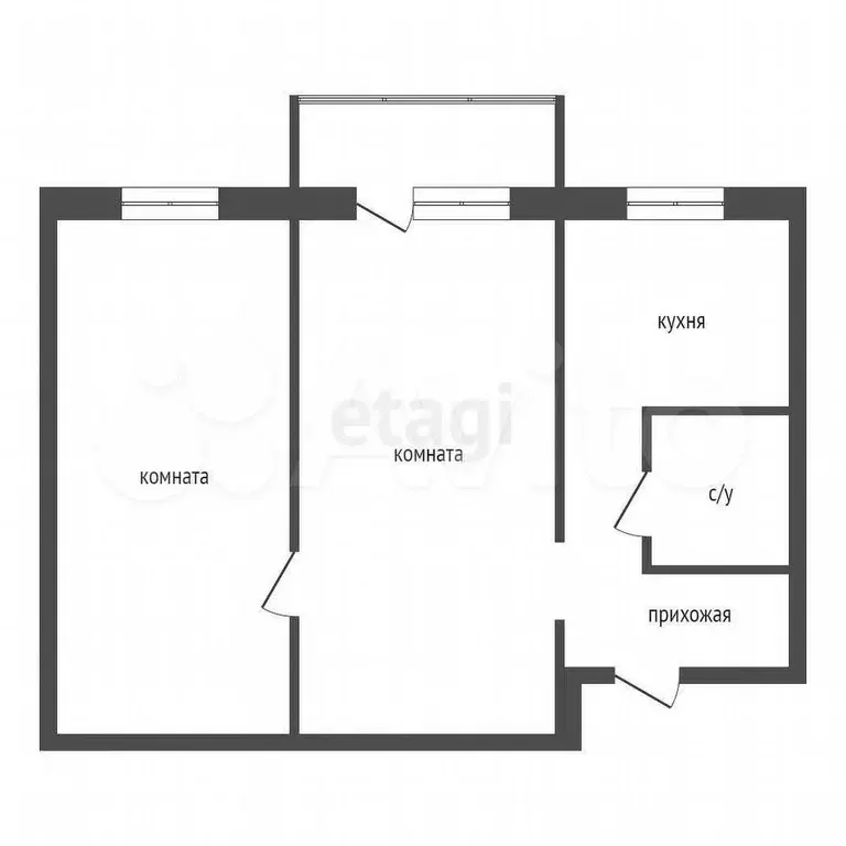 2-к. квартира, 45,5 м, 2/5 эт. - Фото 0