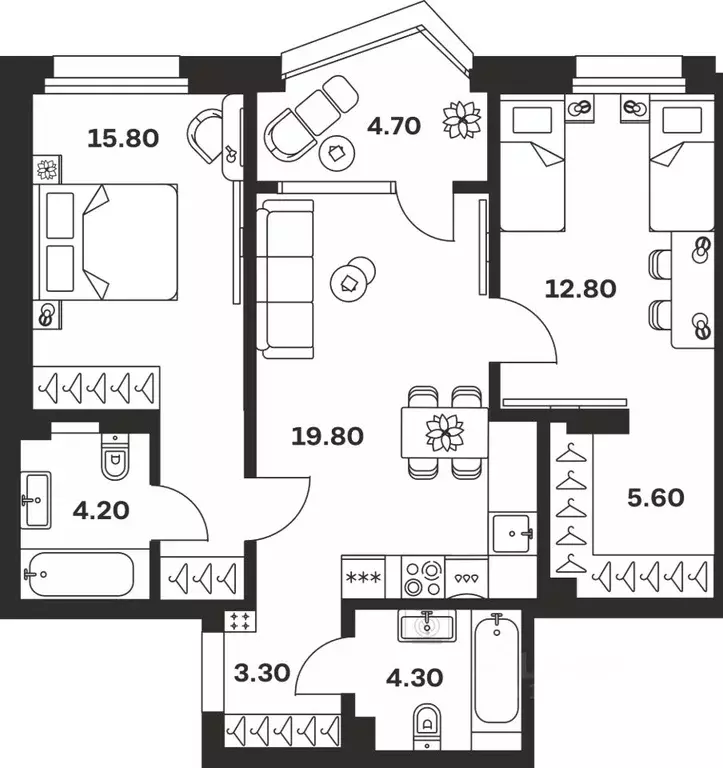 3-к кв. Тульская область, Тула ул. Михеева, 9А (70.5 м) - Фото 1