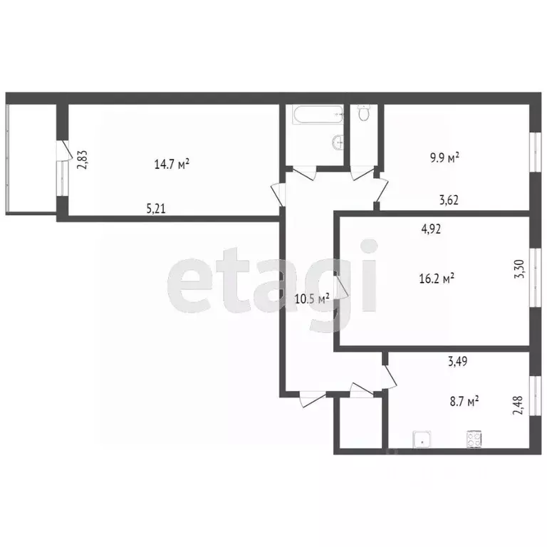 3-к кв. Татарстан, Набережные Челны Набережночелнинский просп., 80 ... - Фото 2