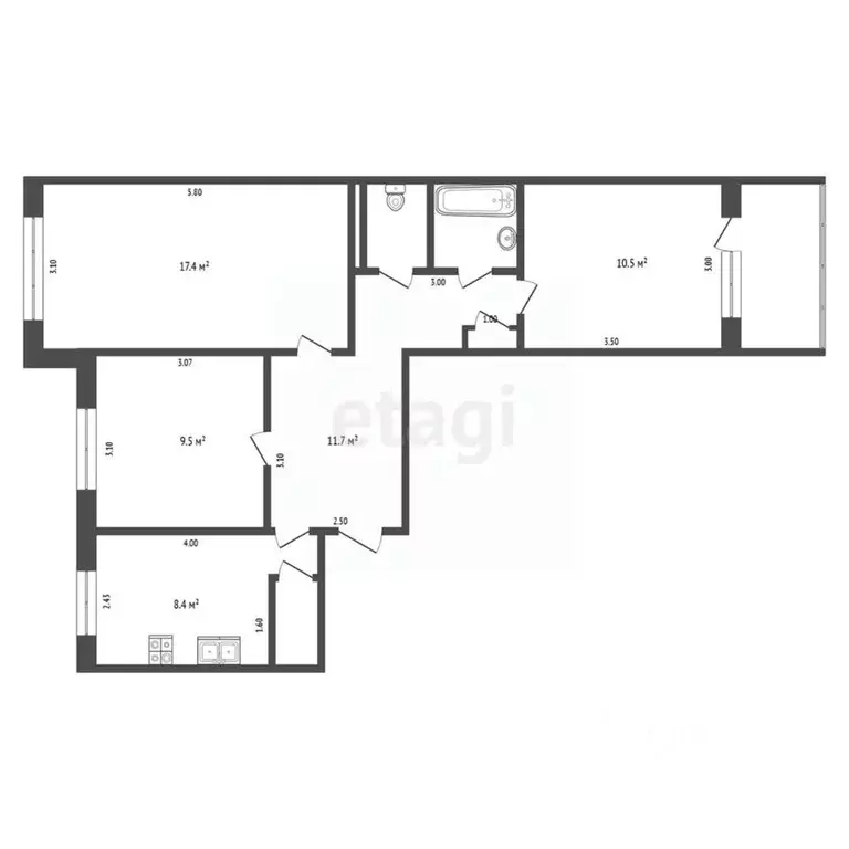 3-к кв. Нижегородская область, Выкса Центральный мкр, 5 (62.6 м) - Фото 1