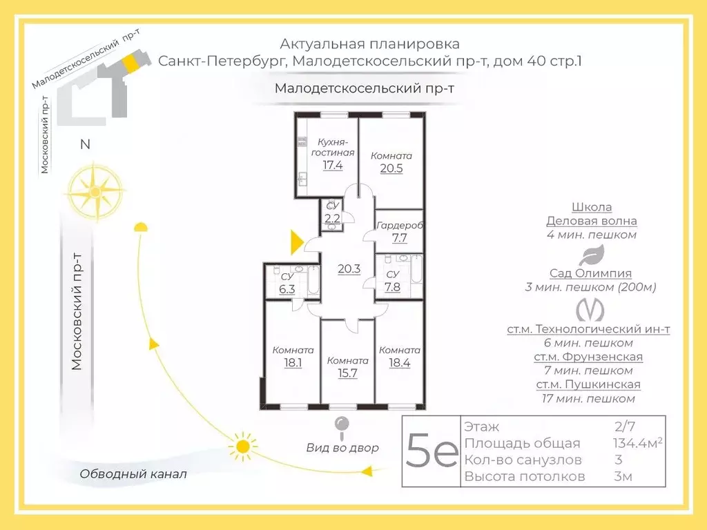 4-к кв. Санкт-Петербург Малодетскосельский просп., 40 (134.4 м) - Фото 1
