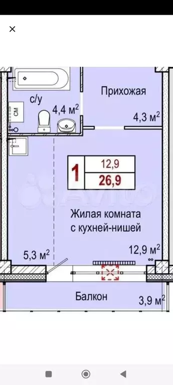 Квартира-студия, 31 м, 1/10 эт. - Фото 0