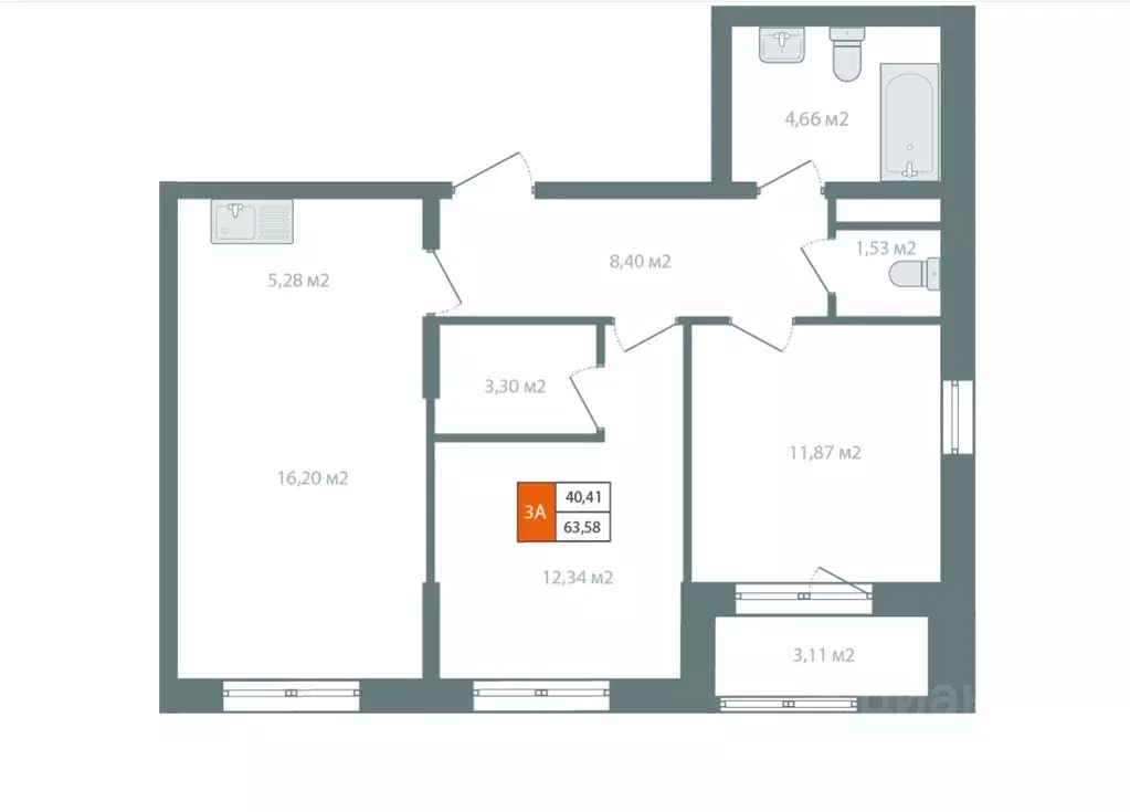 3-к кв. Иркутская область, Иркутск ул. Березовая Роща, 13Б (63.5 м) - Фото 2