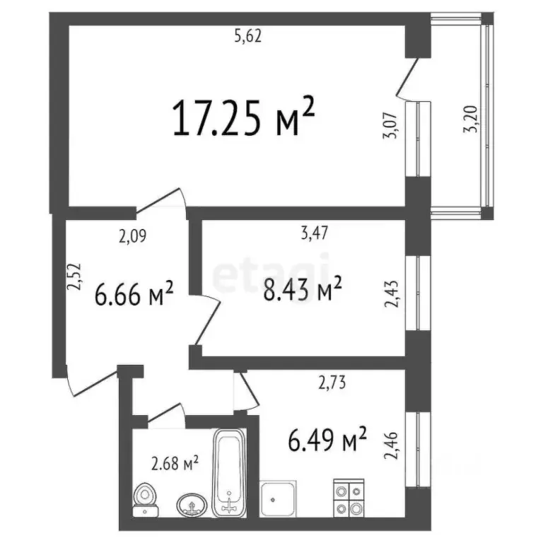 2-к кв. Ульяновская область, Ульяновск ул. Рябикова, 22 (41.5 м) - Фото 1