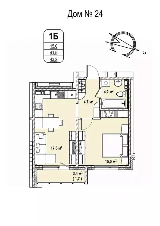 1-к кв. Кемеровская область, Кемерово 68-й мкр,  (43.2 м) - Фото 0
