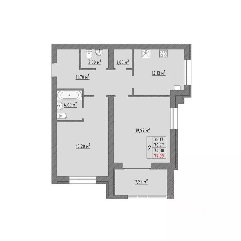 2-к кв. Ивановская область, Иваново Кооперативная ул., 3 (77.99 м) - Фото 1