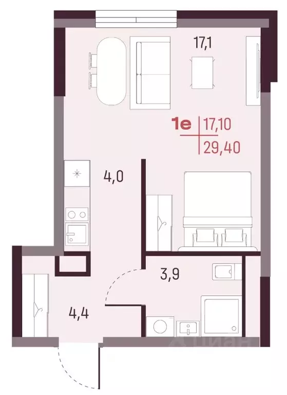 Студия Свердловская область, Екатеринбург Академический мкр, 19-й ... - Фото 1