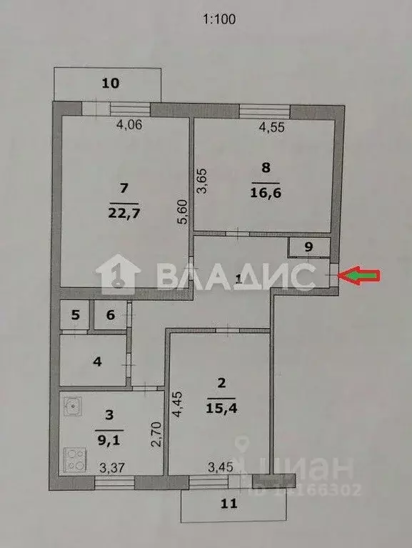 3-к кв. Белгородская область, Белгород ул. Костюкова, 36 (84.1 м) - Фото 2