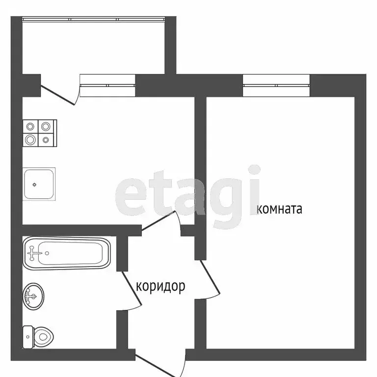 1-комнатная квартира: Тюмень, улица Шишкова, 54 (26.1 м) - Фото 0