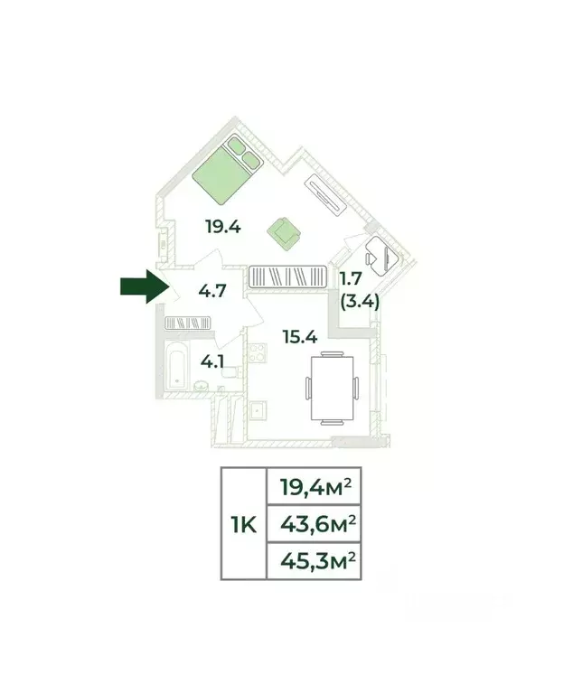 1-к кв. Крым, Симферопольский район, с. Мирное, Жигулина Роща мкр  ... - Фото 1