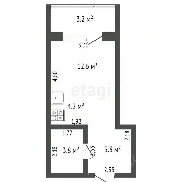 Студия Томская область, Томский район, д. Кисловка, Левобережный мкр ... - Фото 1