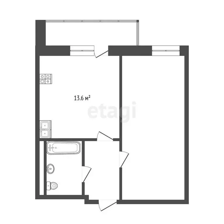 1-комнатная квартира: Тюмень, улица Дружбы, 73к5 (40.1 м) - Фото 1