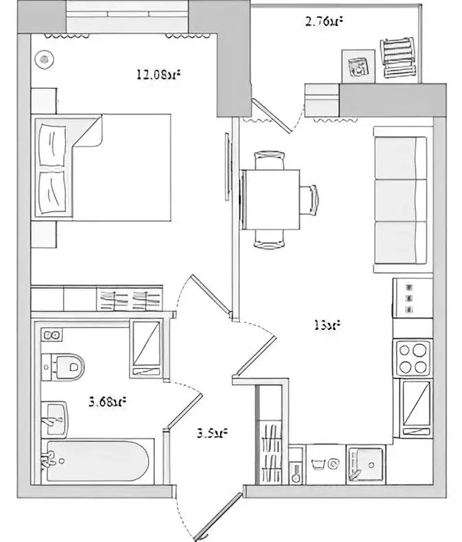 1-к кв. Санкт-Петербург Пискаревский просп., 25к2 (35.35 м) - Фото 2