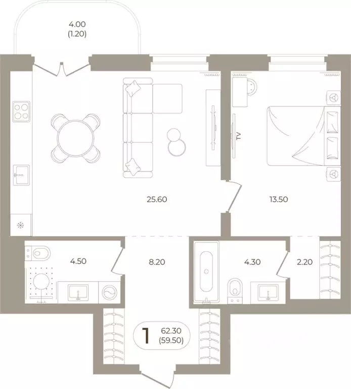 1-к кв. Башкортостан, Стерлитамак ул. Мира, 70 (59.5 м) - Фото 1