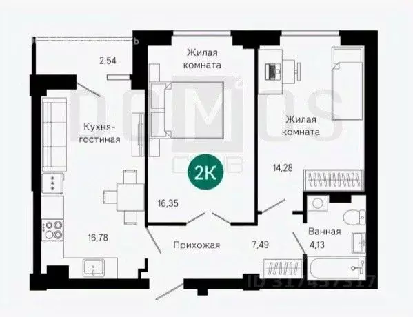 2-к кв. Свердловская область, Екатеринбург ул. Щербакова, 74 (58.0 м) - Фото 0
