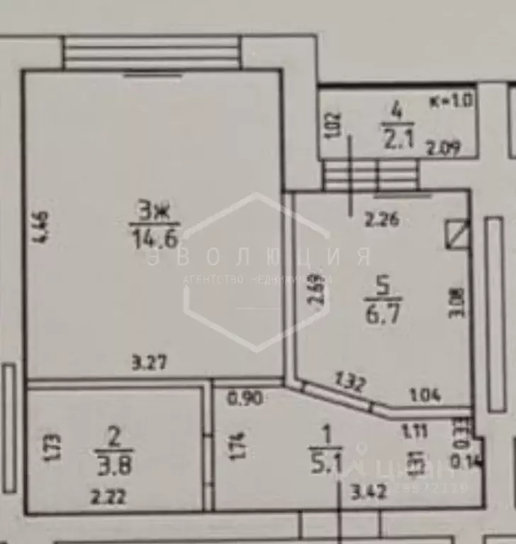 1-к кв. Калининградская область, Калининград ул. Маршала Новикова, 13 ... - Фото 2