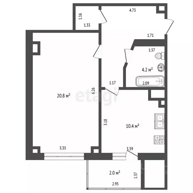 1-к кв. Ростовская область, Батайск ул. Северная Звезда, 7/5 (48.8 м) - Фото 2