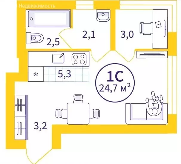 Квартира-студия: Екатеринбург, улица Щербакова, 76 (24.8 м) - Фото 1