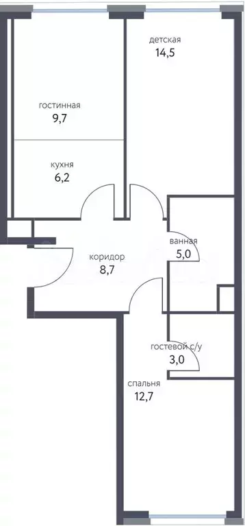 3-к. квартира, 59,8 м, 3/13 эт. - Фото 0