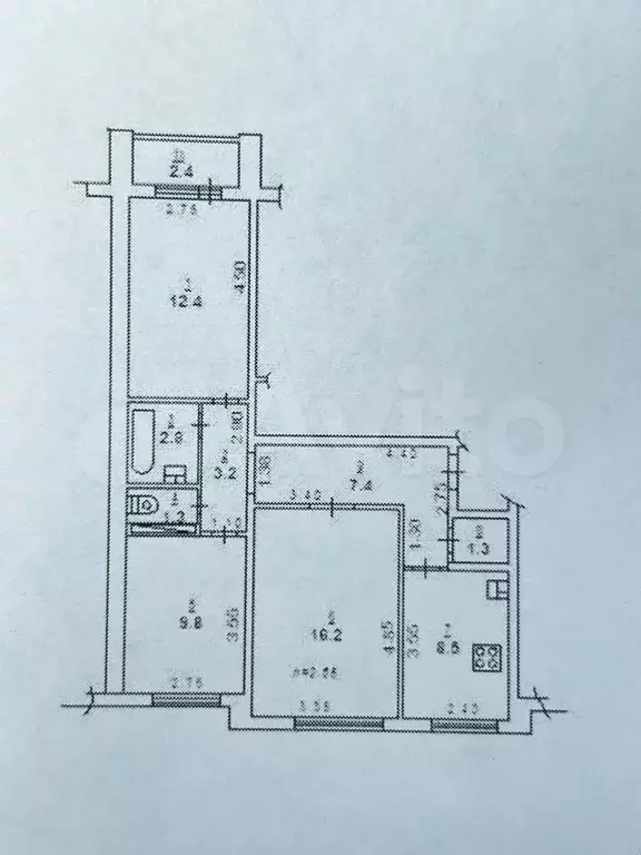 3-к. квартира, 65,3 м, 2/9 эт. - Фото 0